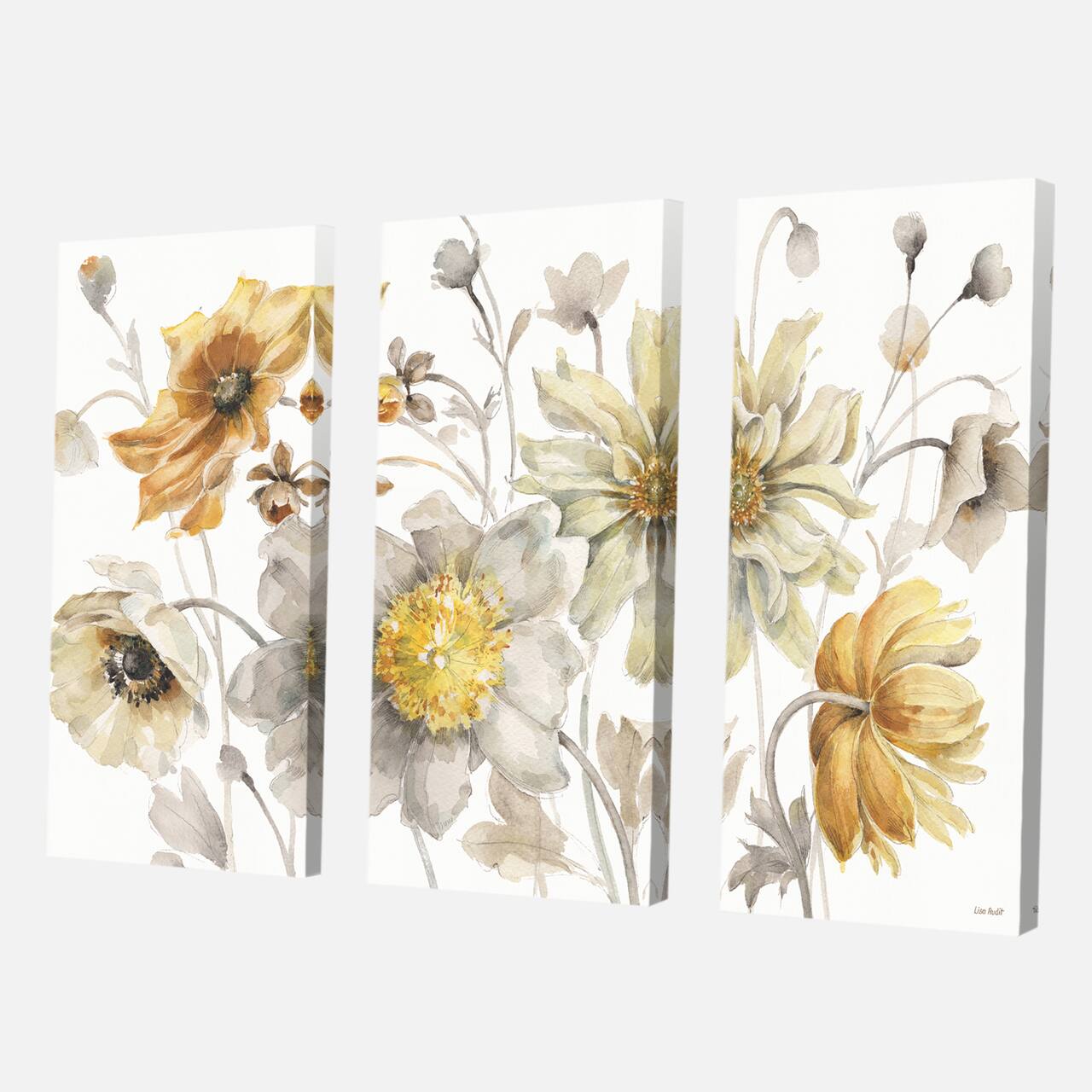 Designart - Fields of Gold Watercolor Flower VII - Traditional Canvas Art